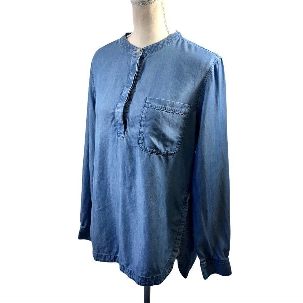 Athleta Henley Pullover Denim Top Size S